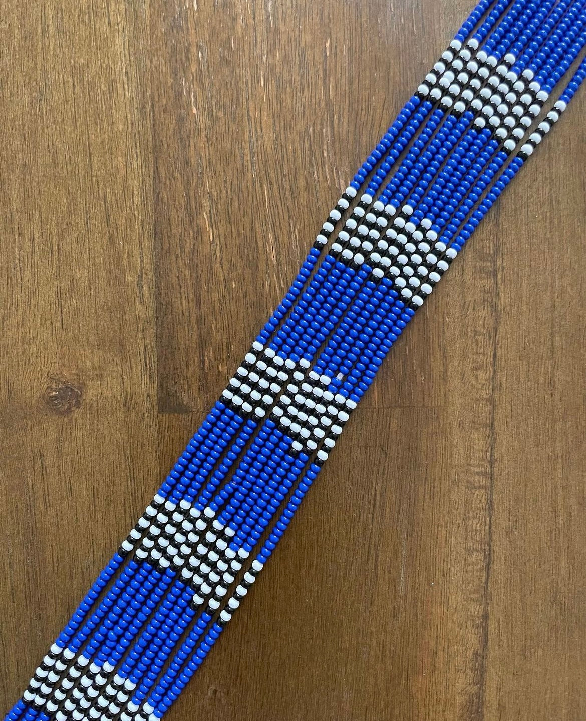 Electric Blue, Black, White Anklet